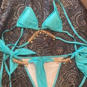 Bedazzled Turquoise bikini